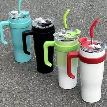 Нержавеющая сталь 304, новая супер практичная соломинка большой емкости для Биг Мака, термоизоляционная чашка, соломенная двойная круглая ручка 1200