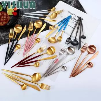 Нержавеющая сталь 304, титан, титан, стейк, стейк, стейк, ложка, четыре предмета, западная посуда, креативный подарок