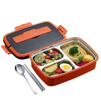 Нержавеющая сталь 304 загерметизировала хранение контейнера для еды в коробке для завтрака Бенто для офисных работников 4-compartment оранжевый