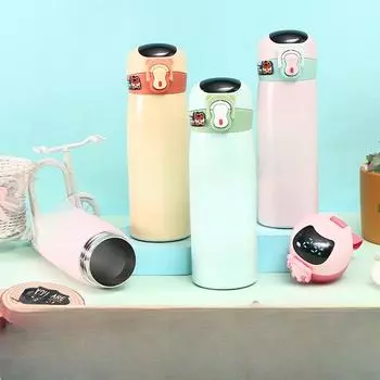 Нержавеющая сталь 316, мультяшная чашка-горох, студенческий портативный интеллектуальный термос, прекрасная вакуумная прыгающая чашка с температурой 450ml