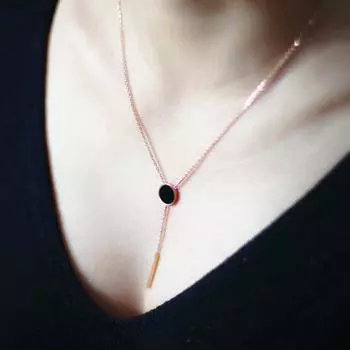 Нержавеющая сталь 316L, черные точки, геометрический кулон, свитер, ожерелье, новое женское ожерелье, ювелирное изделие, подарок