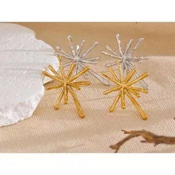 Нержавеющая сталь 316L, литые текстурированные серьги-гвоздики с фейерверком, водонепроницаемые, 18 К, с PVD-покрытием, очаровательные шикарные ювелирные изделия, женские украшения 2024