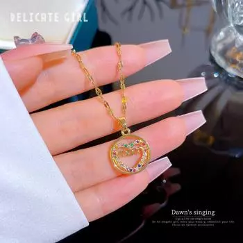 Нержавеющая сталь 316L модное ожерелье с подвеской в форме сердца для женщин любителей цепочка на ключицы чокер женский милый циркон Шарм ювелирные изделия подарки