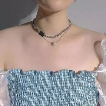 Нержавеющая сталь 316L, новая мода Kpop жемчужное колье-колье, милое двухслойное ожерелье-цепочка для женщин, ювелирные изделия, подарок для девочек