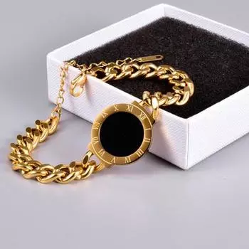 Нержавеющая сталь 316L, новинка 2021 года, модные высококлассные ювелирные изделия, римские цифры, натуральные ракушки, толстые браслеты-цепочки для женщин