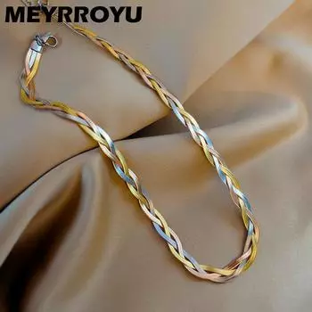 Нержавеющая сталь 3-слойное плоское лезвие змеиная цепь ожерелье для женщин роскошный чокер шея панк ювелирные изделия