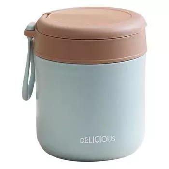 Нержавеющая сталь, 430 мл, суповая чашка, герметичная, портативная, с ложкой, чашка для завтрака, студенческая поставка синий