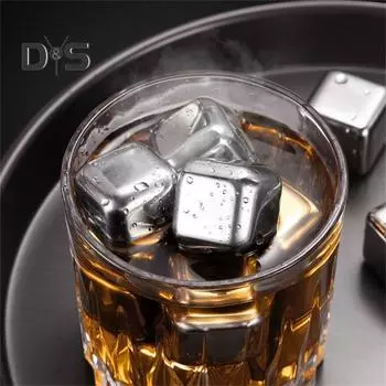 Нержавеющая сталь, 4 шт., кубики льда, пищевой класс, высокая прочность, замороженные ледяные камни, шар, охладитель для виски, пива, аксессуары для бара 4pcs