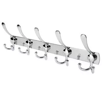 Нержавеющая сталь 5 крючков Настенное крепление Крючок для одежды Крючок для полотенец Шляпа Дверная вешалка