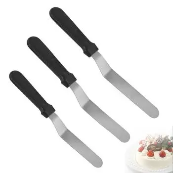 Нержавеющая сталь 6 8 10 дюймов Угловая смещенная лопатка Пластиковая ручка Утолщенный изогнутый инструмент для глазури Профессиональный пекарь 6inch