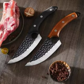 Нержавеющая сталь 6 дюймов Тесак для мяса Кованый нож ручной работы для обвалки Сербские ножи шеф-повара Кухонный нож Рыбные ножи black handle