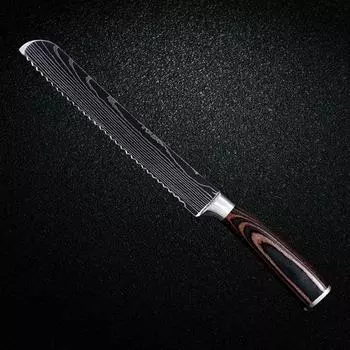 Нержавеющая сталь 8-дюймовый нож для хлеба Нож для резки тостов Нож с зубчатым лезвием Кухонный нож