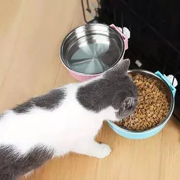 Нержавеющая сталь, экономящая место, легко моющаяся, фиксированная миска для домашних животных, миска для собак, подвесная миска для еды для собак и кошек, ручная работа Small зелёный