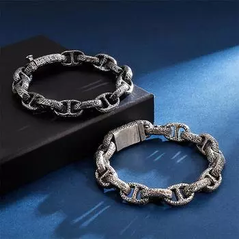 Нержавеющая сталь антикварные ювелирные изделия ретро мода японский титан стальной браслет для мужчин 18CM серебряный