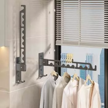 Нержавеющая сталь Балконная сушилка для белья Настенная сушилка для белья Сушилка для ванной комнаты Экономия места в помещении 11 отверстий чёрный