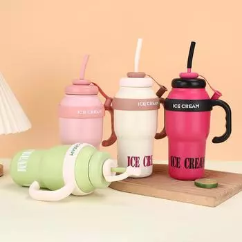 Нержавеющая сталь Большая ручка MAC Ice Bulba Чашка Высокий уровень внешнего вида Чай Разделение термос чашка Портативная автомобильная удобная чашка 1000ML