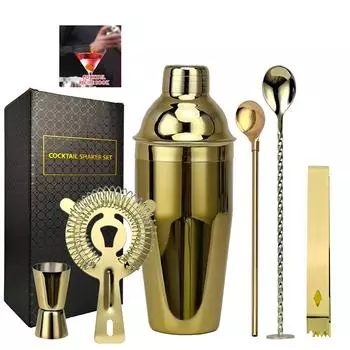 Нержавеющая сталь Бостонский шейкер Барменский стакан с дном Бар Розовое золото Инструмент бармена Шейкер