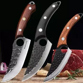 Нержавеющая сталь бытовой кухонный нож для рыбы кованый нож для разделки мяса тесак для мяса кованый многоцелевой нож с чехлом 3 pcs with cover