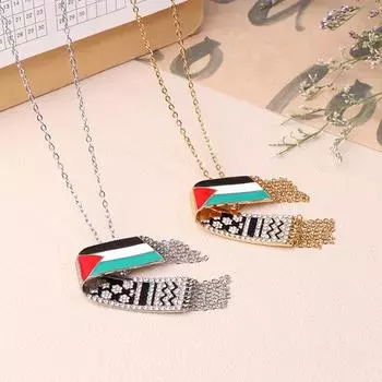 Нержавеющая сталь Цепная печь Вакуум 18K Арабская карта Креативное Куфия Ожерелье Палестина