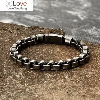 Нержавеющая сталь черный винтажный мужской браслет-цепочка панк-аксессуары для рук рок-модный браслет ювелирные изделия оптовая продажа подарки для парней 21cm
