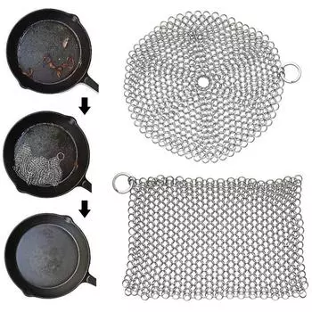 Нержавеющая сталь чугунная щетка для чистки кастрюль многоразовая сетка стальной шарик для всех типов сковородок чугунные сковороды гриль 4 inch