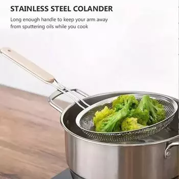 Нержавеющая сталь длинная ручка дуршлаг для пасты масляный скиммер пищевое сито фильтр ложка с отверстием для подвешивания для кухонных принадлежностей для приготовления пищи