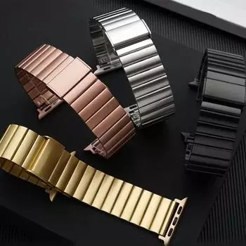 Нержавеющая сталь для Apple Watch Band Ultra 49 мм 45 мм 44 мм 41 мм 40 мм 46 мм 42 мм Металлический ремешок для iwatch Series 10 9 8 7 6 5 4 SE 3 38 40 41mm(S10 42MM) чёрный