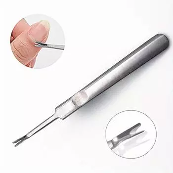 Нержавеющая сталь для удаления кутикулы, серебряный толкатель для кутикулы омертвевшей кожи, триммер для педикюра, инструменты для ногтей, утолщенная вогнутая ручка, нажимной нож 1pc