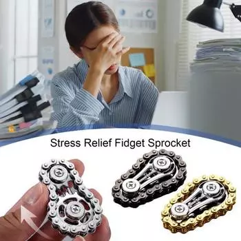 Нержавеющая сталь Fidget Sprocket Chain Stress Anxiness Relief Portable Kids Teens Adults Metal Fingertip Spinner Chain Gears EDC Sensor Toy золотистый
