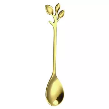 Нержавеющая сталь Форма листа Кофейная десертная ложка Чайная ложка Вилка Бытовые ложки spoon