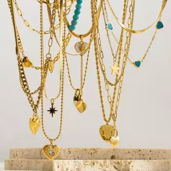 Нержавеющая сталь Французская Романтическая Любовь Сложенное Ожерелье Модное Простое Нишевое Ожерелье Для Женщин