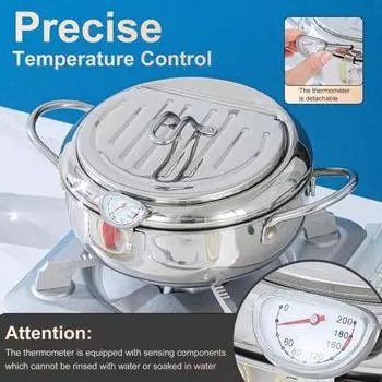 Нержавеющая сталь фритюрница Yousheng с крышкой японская глубокая сковорода термометр для контроля температуры подставка для сушки масла для кухни домашнего использования 20cm