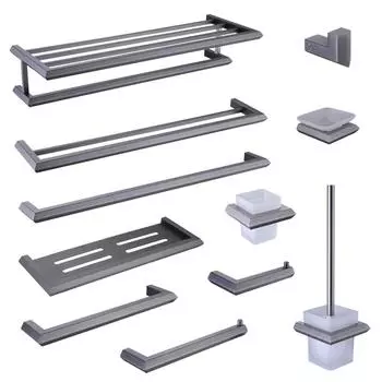 Нержавеющая сталь фурнитура для ванной комнаты Серая вешалка для полотенец Держатель для туалетной бумаги Крючок для полотенец Подстаканник Мыльница Аксессуары для ванной комнаты