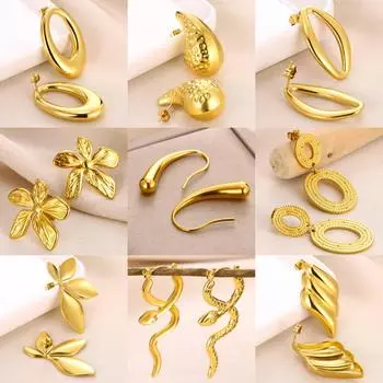 Нержавеющая сталь, гладкий металл, массивные серьги-кольца для женщин, винтажные серьги-гвоздики в форме капли воды, ювелирные изделия, эффектные серьги знаменитостей