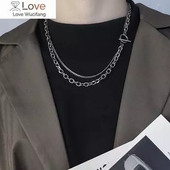 Нержавеющая сталь хип-хоп Ot ключицы цепи простота двухслойный мужской ожерелье унисекс чокер шея ювелирные изделия