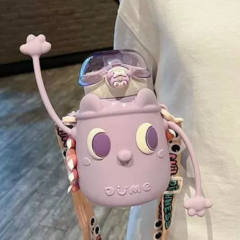 Нержавеющая сталь изолированный стакан для воды детский Ins высокий уровень внешний вид студенческий детский большой объем кастрюля соломинка 500ml