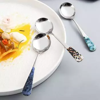 Нержавеющая сталь Кофейная ложка Круглая форма Короткая ручка Ложка для напитков Десертная ложка для размешивания мороженого Кухонные принадлежности