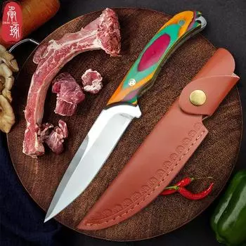 Нержавеющая сталь, кованый нож для мяса, нож для стейка, изысканный цвет, бытовой нож для фруктов, ручной нож для мяса 1Pcs With Cover