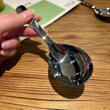 Нержавеющая сталь, круглая ложка с большой головкой, чистая, красная, золотистая, для ужина, с длинной ручкой, десертные ложки для перемешивания, кухонные аксессуары, гаджеты