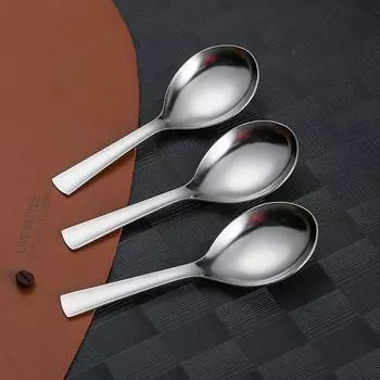 Нержавеющая сталь, круглая ложка с большой головкой, чистая, красная, золотистая, для ужина, с длинной ручкой, десертные ложки для перемешивания, кухонные аксессуары, гаджеты 1PCS