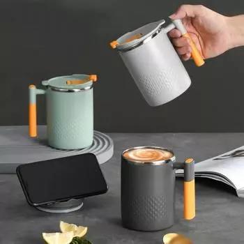 Нержавеющая сталь кружка для кофе с крышкой кружка для кофе двойной стакан для кофе с ручкой термостойкая посуда для напитков кружка бутылки 401-500ml