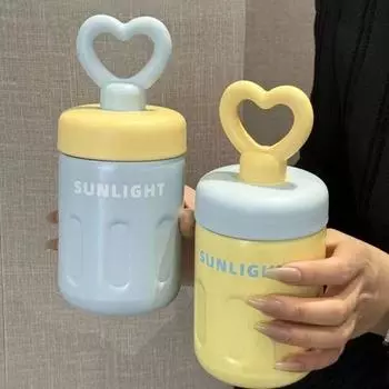 Нержавеющая сталь Love Handle соломенная кружка для кофе Keep Warm Keep Ice термокружка для бутылок Студенческая кружка розовый