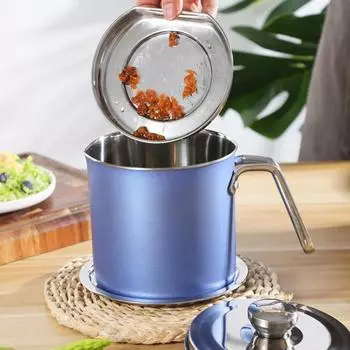 Нержавеющая сталь масляный фильтр сито для жира резервуар для хранения большой емкости жироотделитель контейнер кувшин банка кухонные принадлежности для приготовления пищи