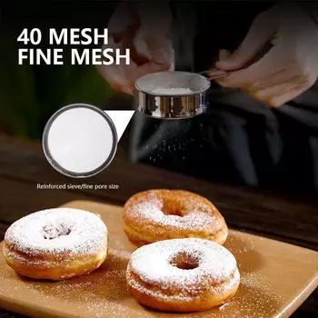 Нержавеющая сталь мелкоячеистое сито ручной дуршлаг для сахара какао матча порошок муки сито 40 ячеек подвесные домашние кухонные принадлежности