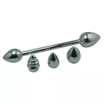 Нержавеющая сталь металл сексуальная мастурбация задний двор двухголовый сменный анальный и вагинальный штекер взрослые секс товары для здоровья Small Size with Thread