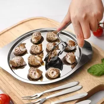 Нержавеющая сталь Металлические сервировочные щипцы Кухонная еда Улитка Мини Блокировка Готовка Гриль Барбекю Улитка Тарелка Улитка Крышка для еды