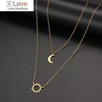 Нержавеющая сталь многослойные модели Sun Flower Moon ожерелье для женщин модная изысканная подвеска цепь вечеринка друг ювелирные изделия