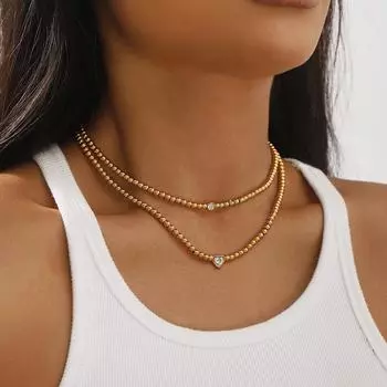 Нержавеющая сталь мода высококачественные бриллиантовые бусины ожерелье модное простое сохраняющее цвет ожерелье для женщин