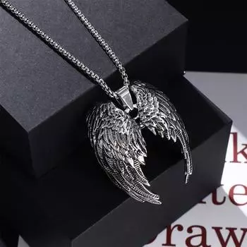 Нержавеющая сталь модные ювелирные изделия мужская цепочка на ключицу корейский стиль ожерелье крылья ангела ожерелье чёрный