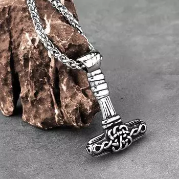 Нержавеющая сталь Молот Викинга Одина Мьёльнир ожерелье для мужчин Винтаж Скандинавский кельтский узел кулон ожерелье модный амулет ювелирные изделия